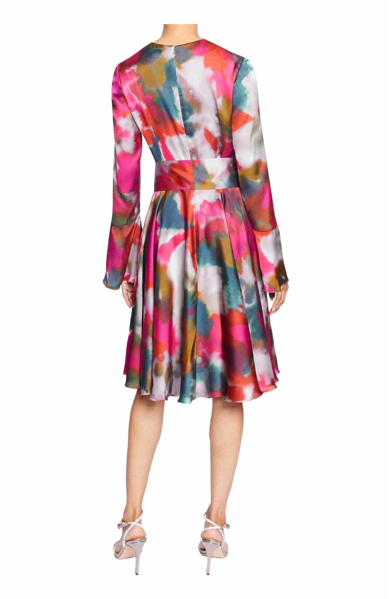 Santorelli RONI Long Sleeve Knee Length Abstract Printed Flared Dress, Alternate, color, 