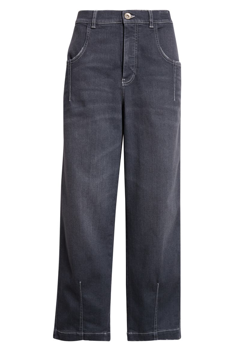 Pintuck Stretch Denim Wide Leg Pants, Alternate, color, 22 BLACK