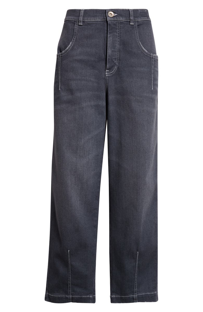 Eleventy Pintuck Stretch Denim Wide Leg Pants, Main, color, 22 Black