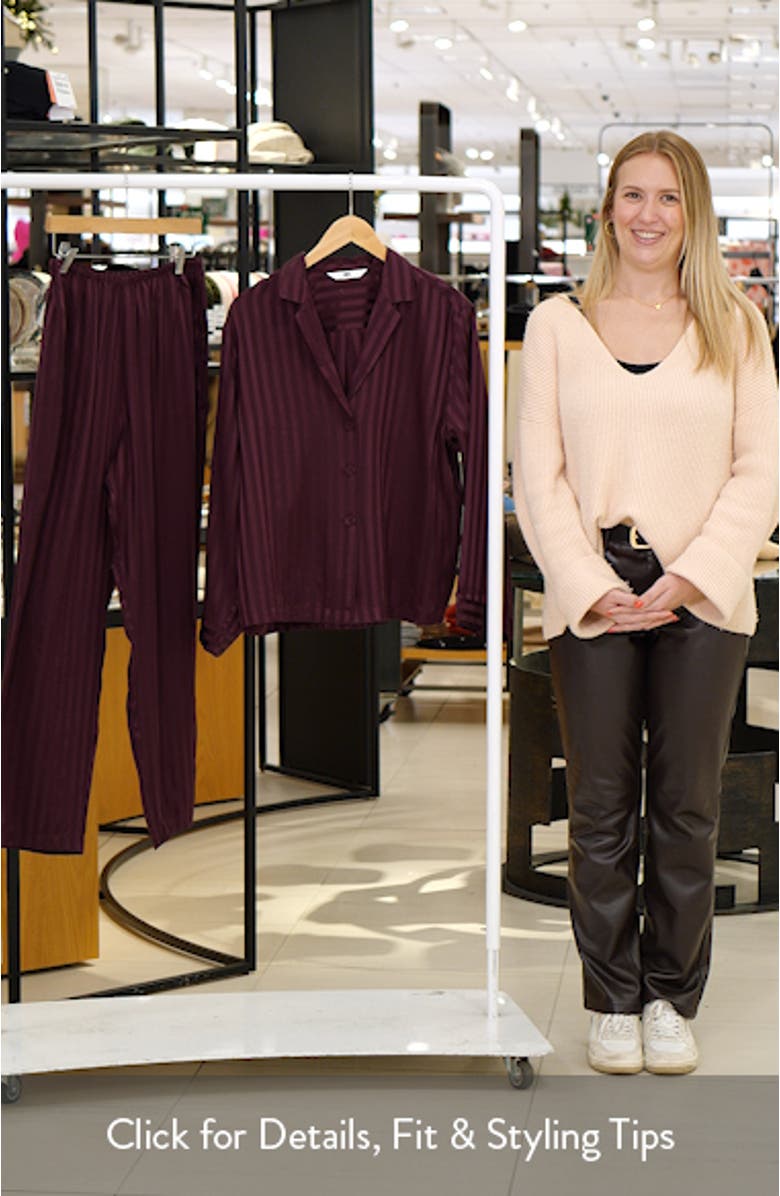 Stripe Washable Silk Button-Up Pajamas, sales video thumbnail