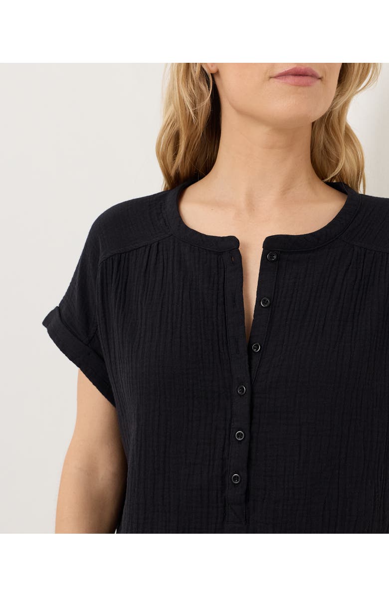 Pact Organic Cotton Coastal Double Gauze Short Sleeve Popover, Alternate, color, Jet Black