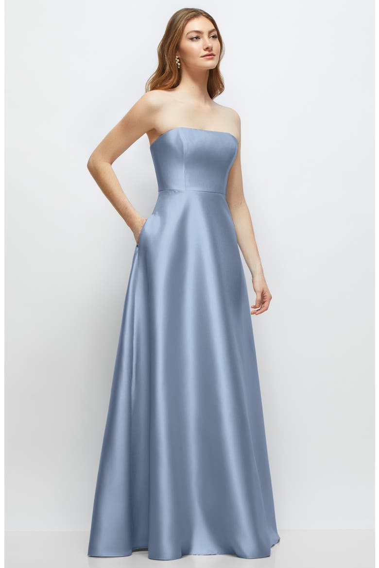 Strapless Satin Gown, Alternate, color, CLOUDY
