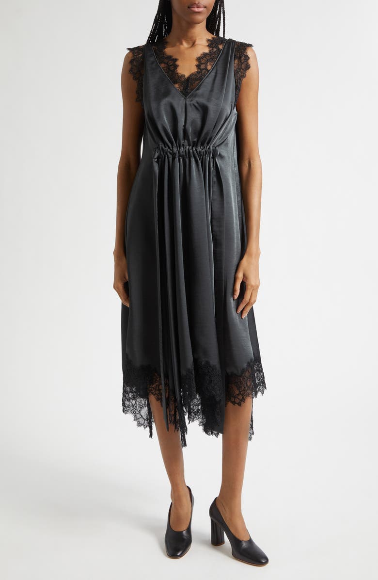 3.1 Phillip Lim Lace Detail Satin Dress, Main, color, Slate