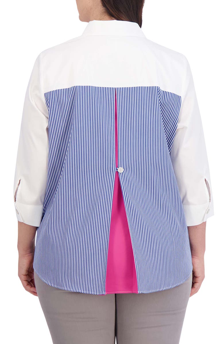 Foxcroft Kelly Mix Solid Stripe Shirt, Alternate, color, Blue Wht Stripe