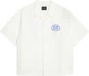 PacSun Cafe Embroidered Cotton Blend Camp Shirt