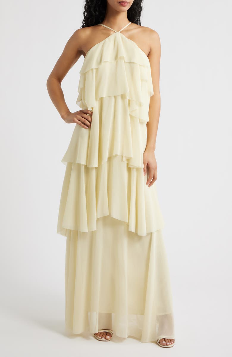 Lucy Paris Emery Ruffle Maxi Dress, Main, color, Yellow