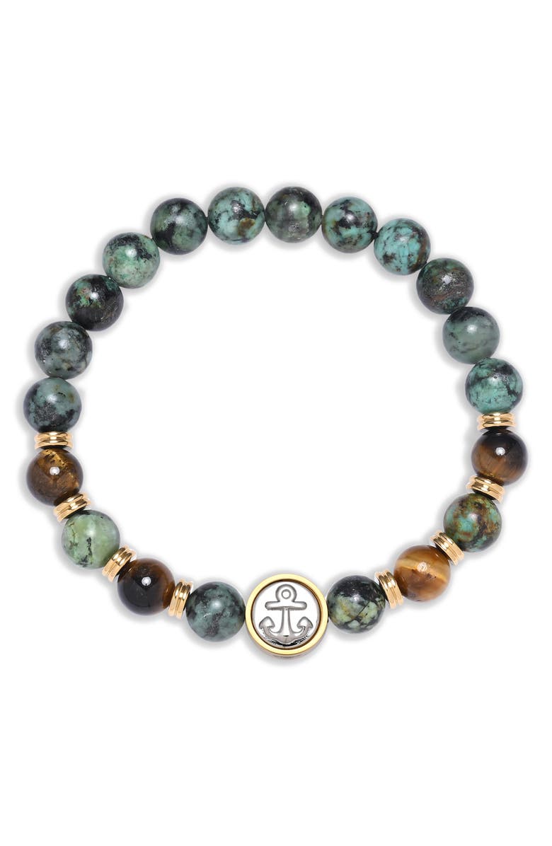EYE CANDY LOS ANGELES Men's Owen Agate & Tiger's-Eye Beaded Bracelet, Alternate, color, 