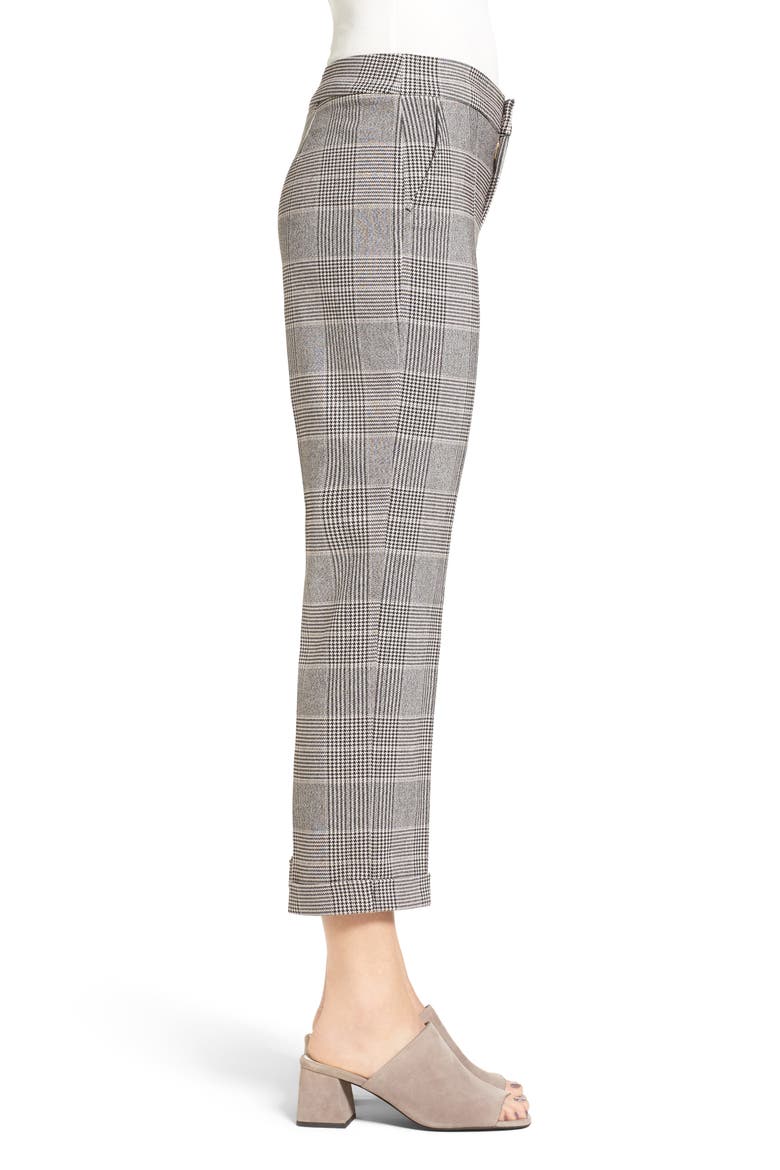 Denise Glen Plaid Cuff Slim Ankle Pants, Alternate, color, HOUNDSTOOTH PLAID