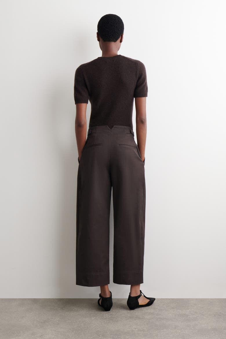 Cropped Cotton Balloon Pants, Alternate, color, DARK BROWN