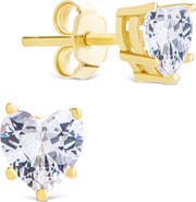Sterling Forever Cubic Zirconia Heart Stud Earrings