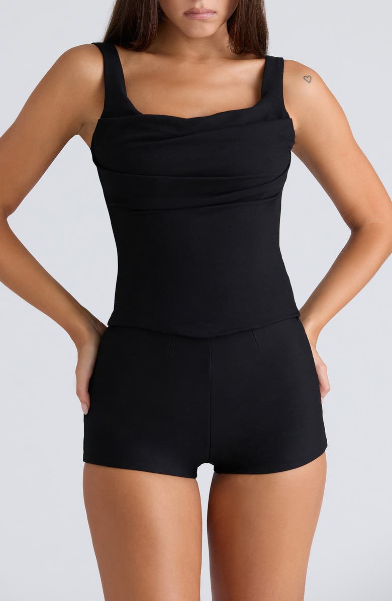 HOUSE OF CB The Drape Neck Corset Tank, Main, color, Black