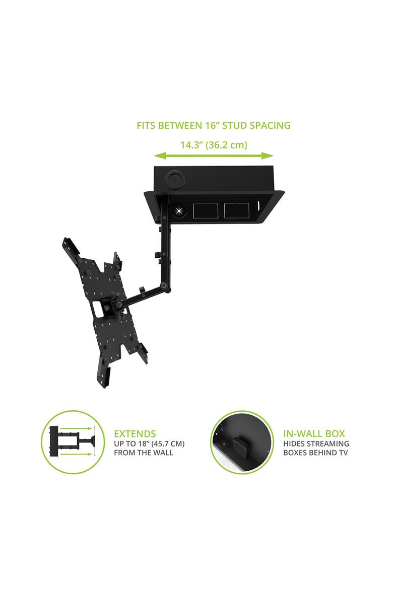 R400 Pro Series Recessed In Wall Full Motion TV Mount for 35"-65" TVs, Alternate, color, Black