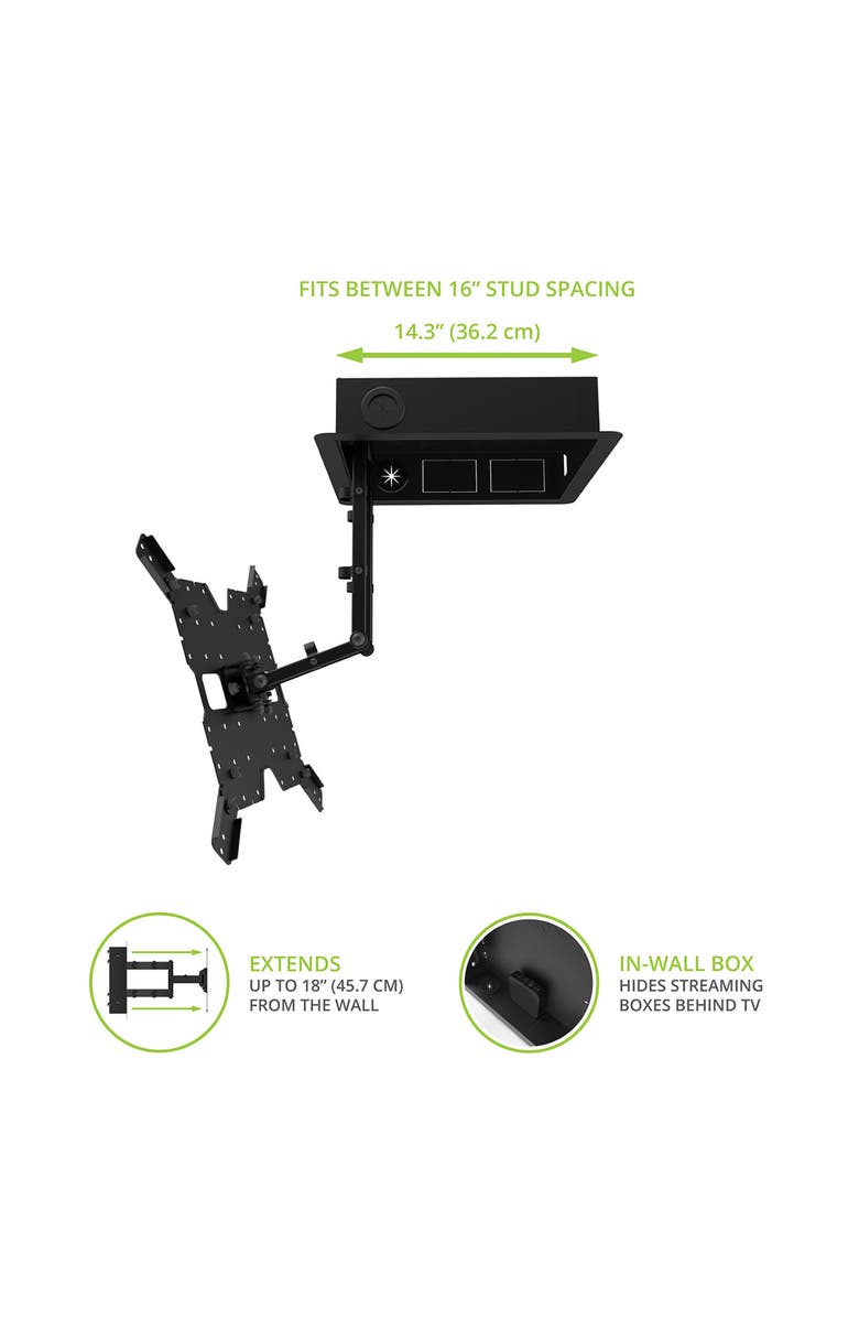 Kanto R400 Pro Series Recessed In Wall Full Motion TV Mount for 35"-65" TVs, Alternate, color, 