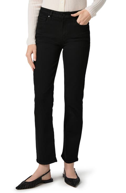 Cindy High Waist Ankle Straight Leg Jeans (Black Shadow)