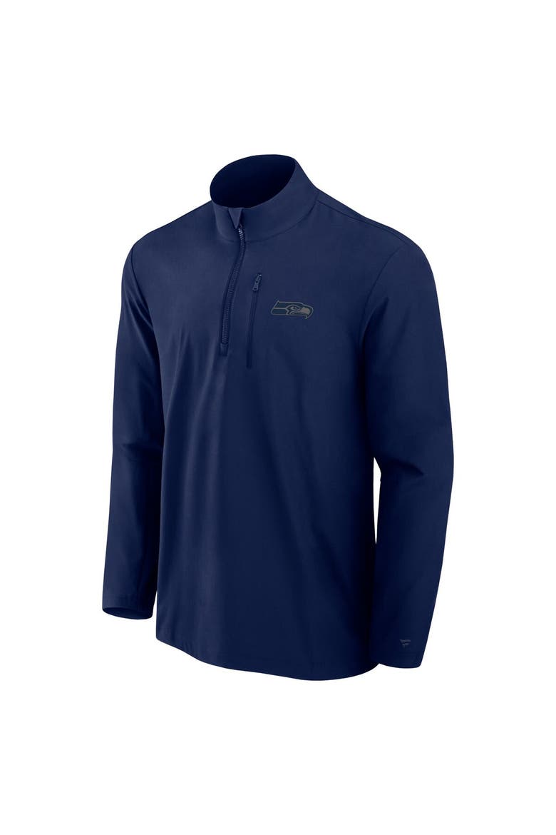 Men's Fanatics College Navy Seattle Seahawks Front Office Micro Tonal Quarter-Zip Pullover, Alternate, color, College Navy