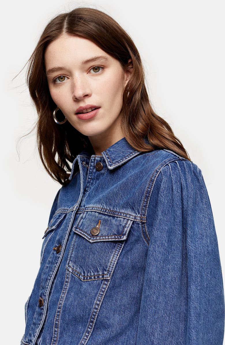 Topshop Tilda Denim Jacket, Alternate, color, 