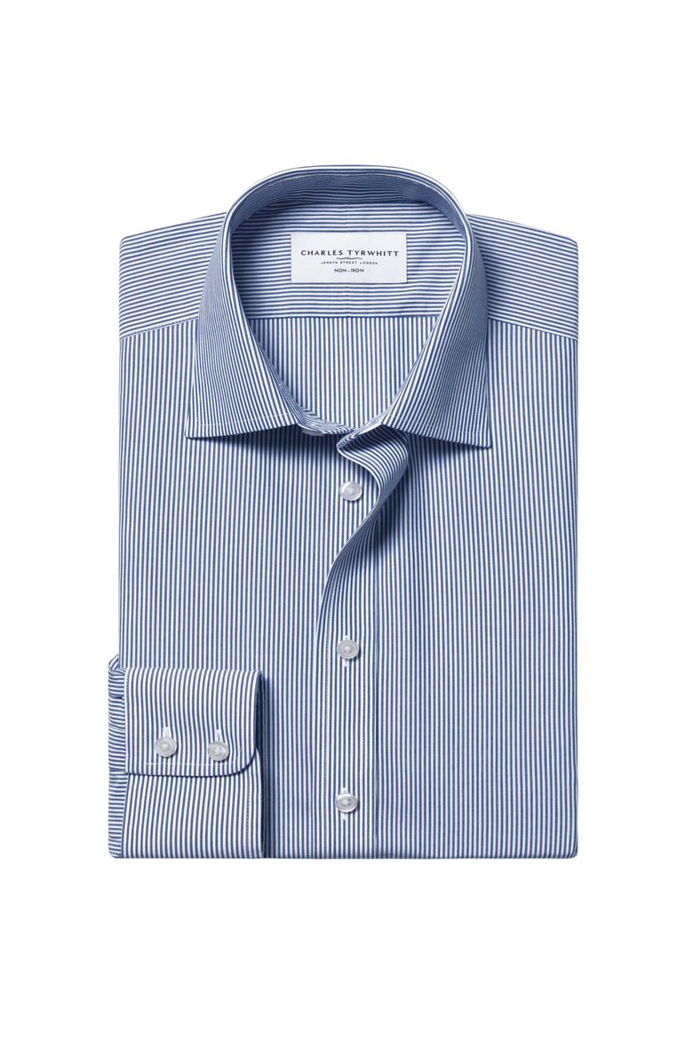 Charles Tyrwhitt Non-Iron Bengal Stripe Shirt, Alternate, color, Navy