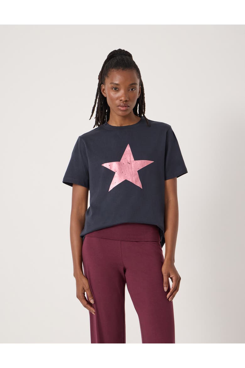 Bea Graphic Star T-Shirt, Main, color, Navy Blue