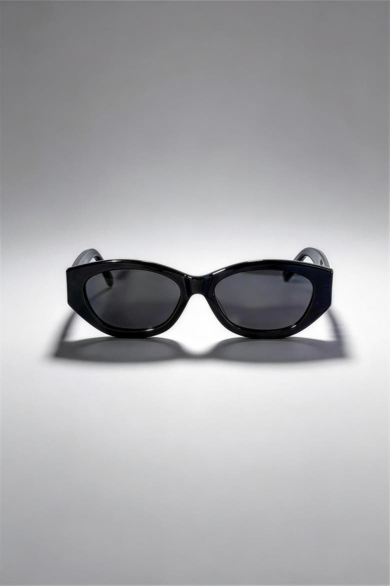 Arc Oval Frame Sunglasses, Alternate, color, Black