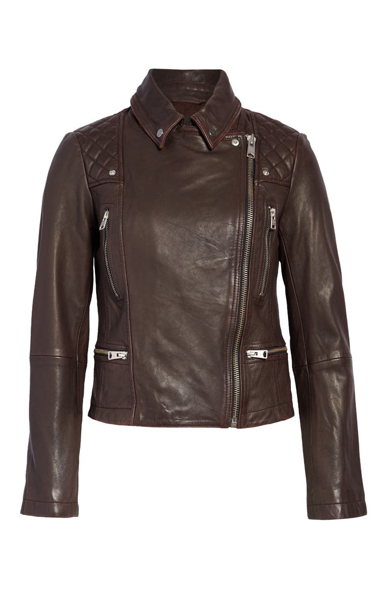 AllSaints Cargo Leather Biker Jacket, Main, color, 