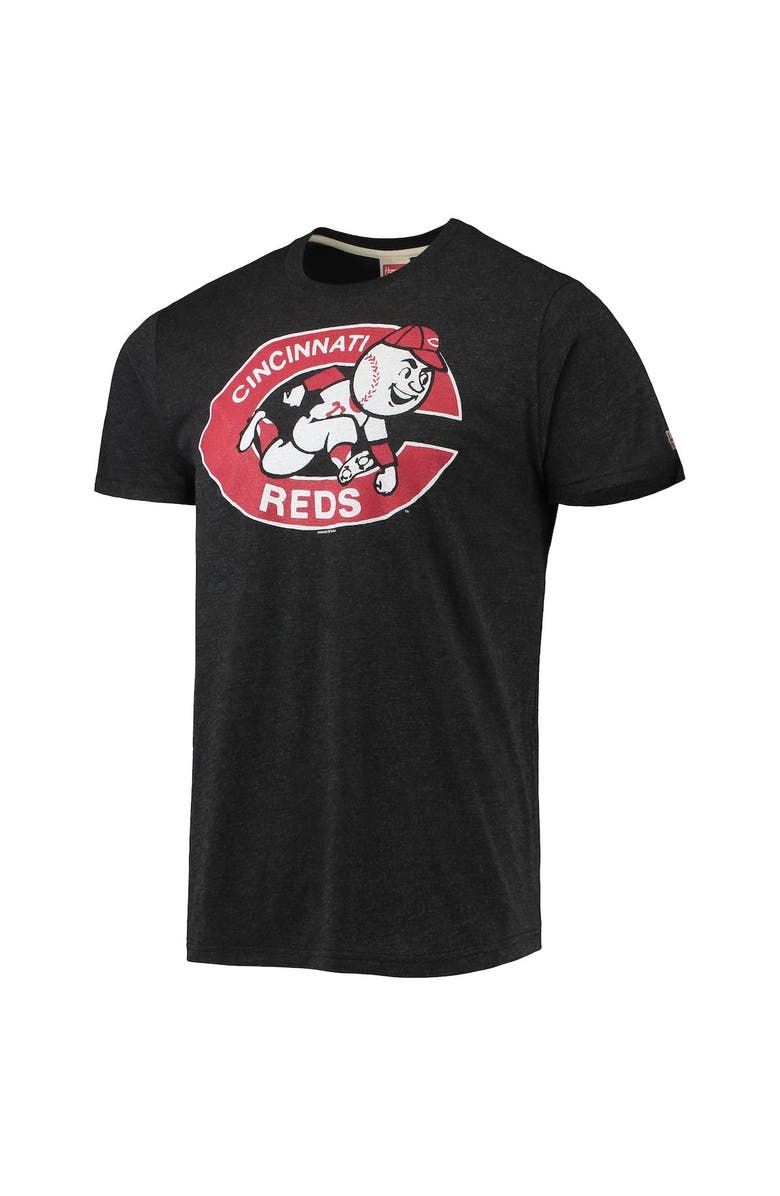 Homage Men's Homage Charcoal Cincinnati Reds Hand-Drawn Logo Tri-Blend T-Shirt, Alternate, color, 