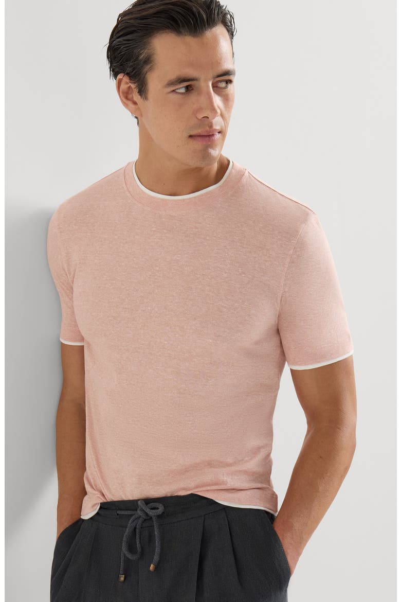 T-shirt with faux-layering, Alternate, color, Apricot