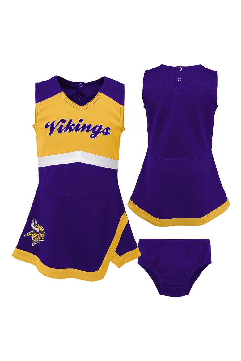 Girls Toddler Purple Minnesota Vikings Cheer Captain Dress with Bloomers, Main, color, Purple