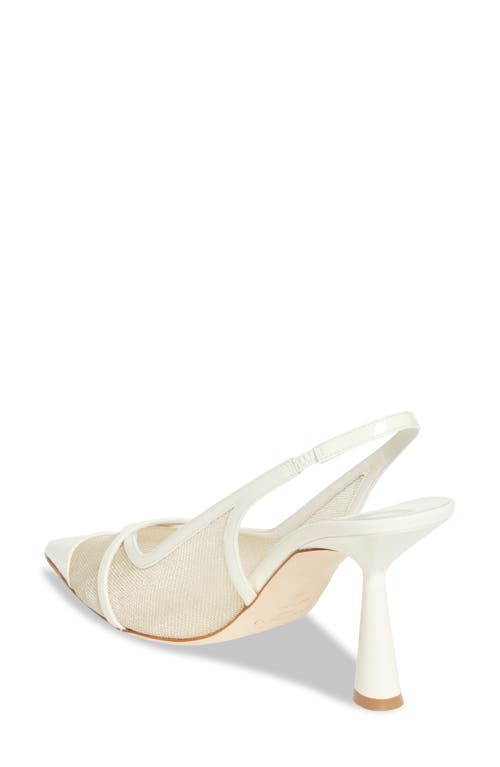 Jimmy Choo Amita Pointed Cap Toe Slingback Pump In White
