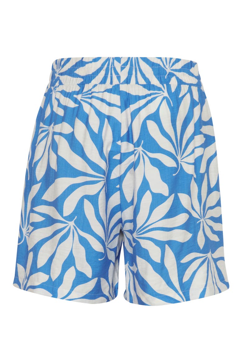 Isela Printed Drawstring Shorts, Alternate, color, PALACE BLUE PALMS