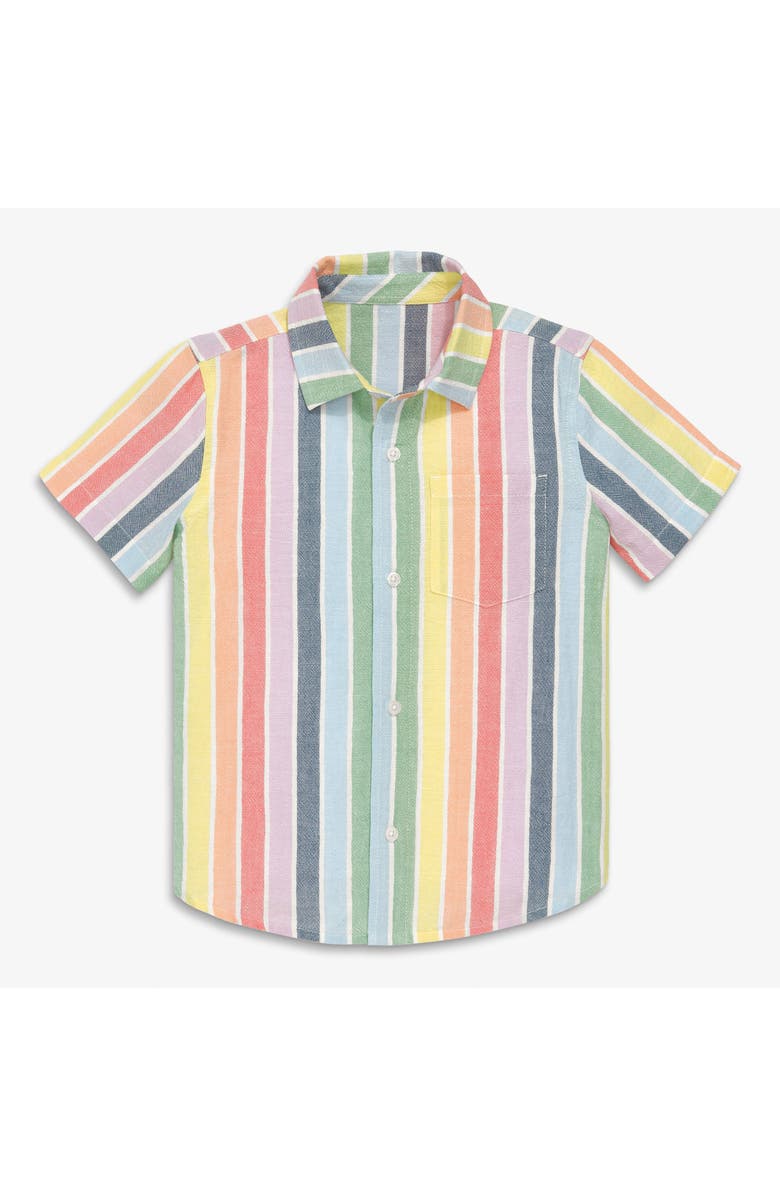 Primary Kids Cotton Gauze Button Down, Main, color, Rainbow Sunrise Stripe