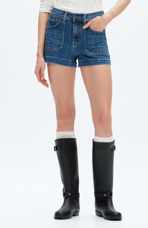 Mid Rise Denim Shorts