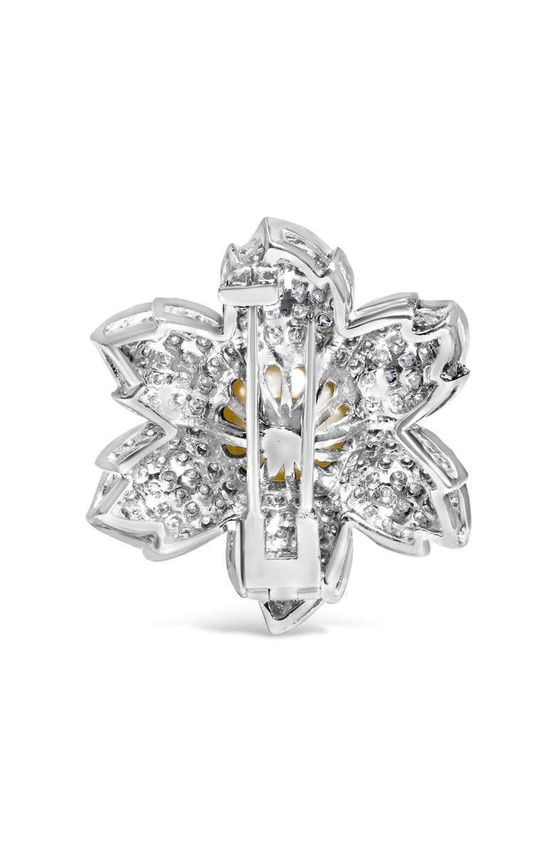 Haus of Brilliance 18K Gold 2 3/4 Cttw Diamond and Pearl Floral Brooch Pin, Alternate, color, White