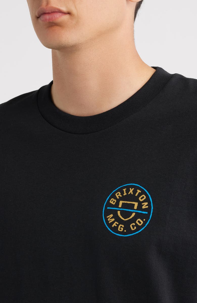 Brixton Crest Cotton Graphic T-Shirt, Alternate, color, Black/ Copper/ Medium Blue