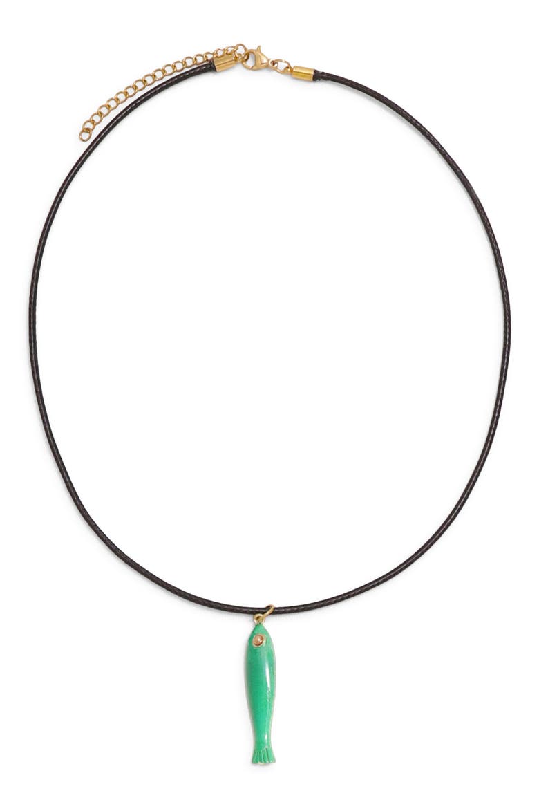 Netta Fish Pendant Necklace, Main, color, GREEN