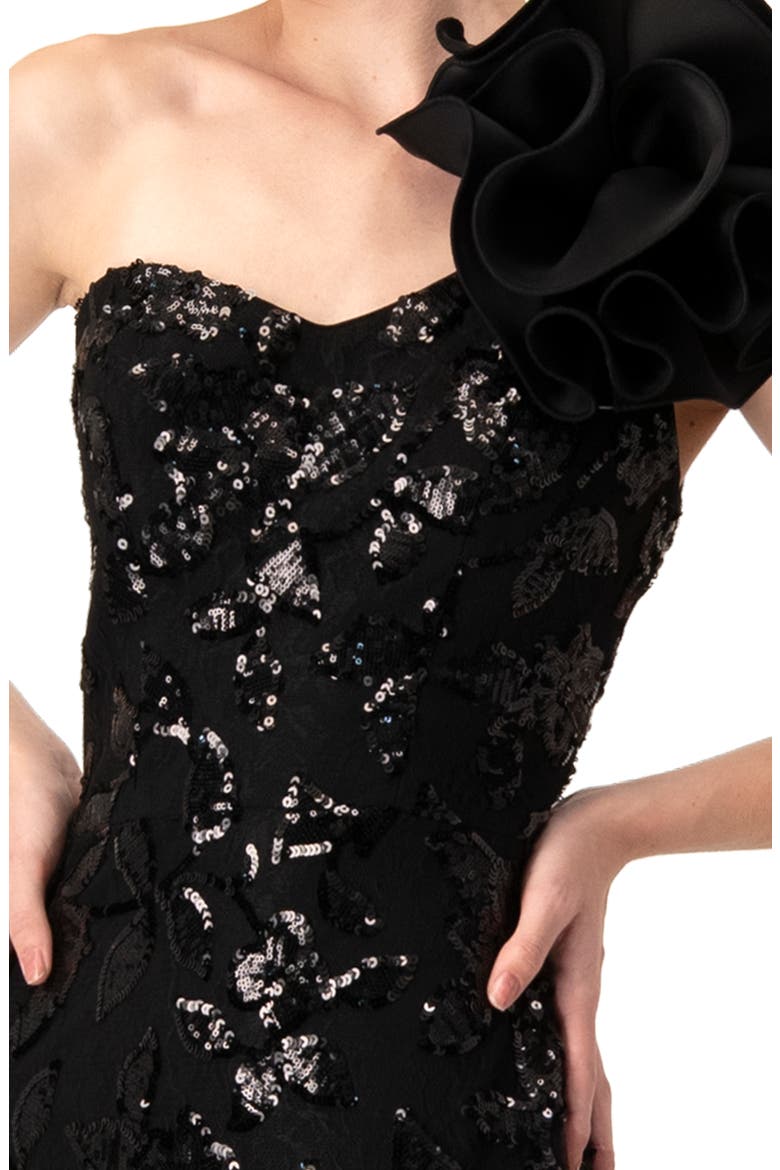 Long Evening Dress with Bow, Alternate, color, Black