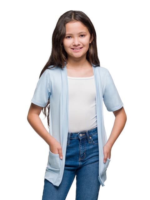 Short Sleeve Open Front Layering Shrug with Pockets