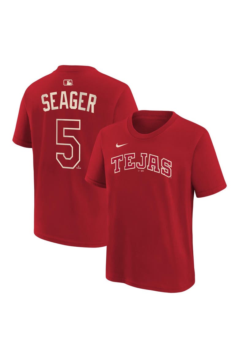 Youth Nike Corey Seager Red Texas Rangers 2026 City Connect Name & Number T-Shirt, Main, color, Red