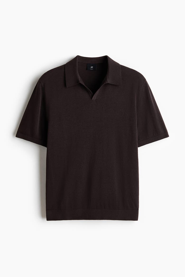 Regular Fit Silk-blend Polo Shirt, Alternate, color, Dark brown