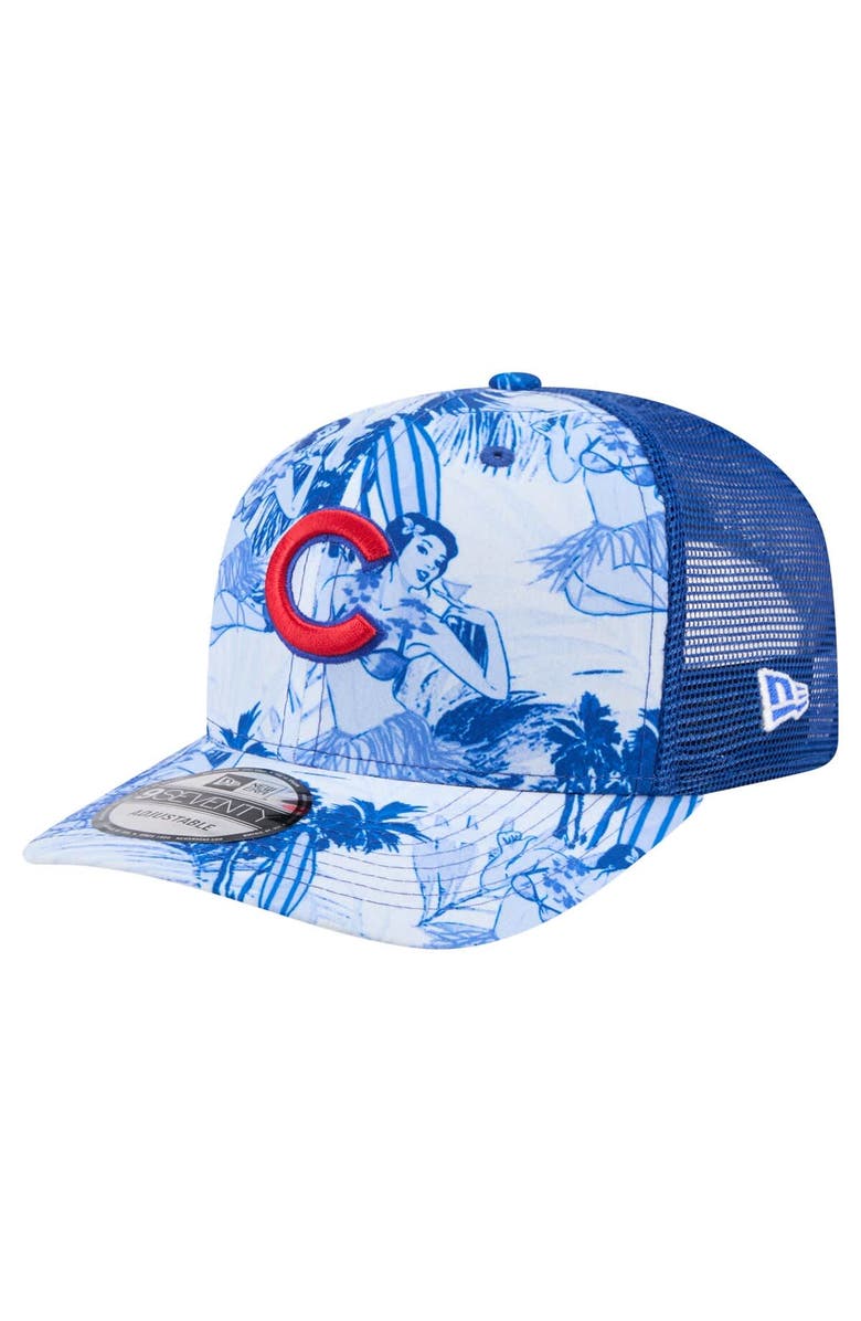 New Era Men's New Era Royal Chicago Cubs Hula Trucker 9SEVENTY Adjustable Hat, Main, color, 