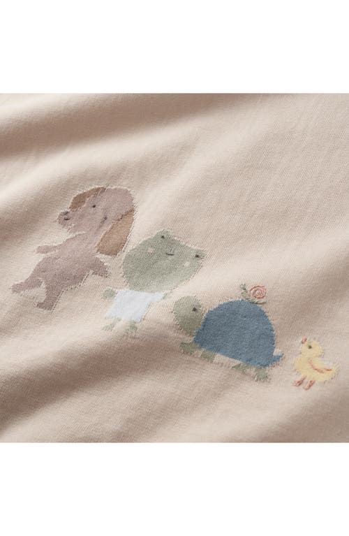 Elegant Baby Pond Friends Cotton Knit Blanket In Wheat