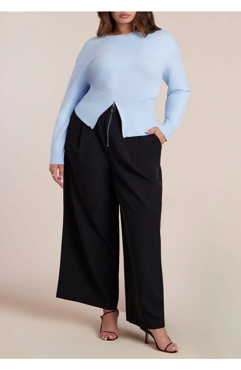 ELOQUII Zipper Hem Sweater, Alternate, color, Crystal Blue