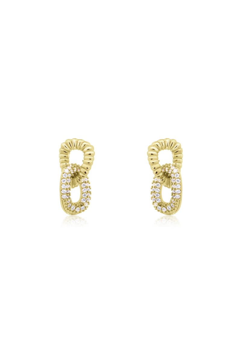 CZ Twist Link Loop Earrings, Alternate, color, Gold Plated Sterling Silver