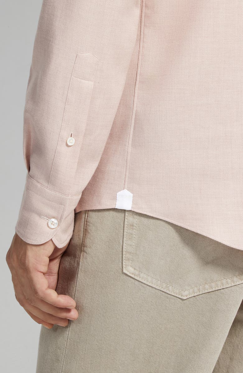 ZEGNA Cashco Cashmere & Cotton Button-Up Shirt, Alternate, color, Light Pink Melange