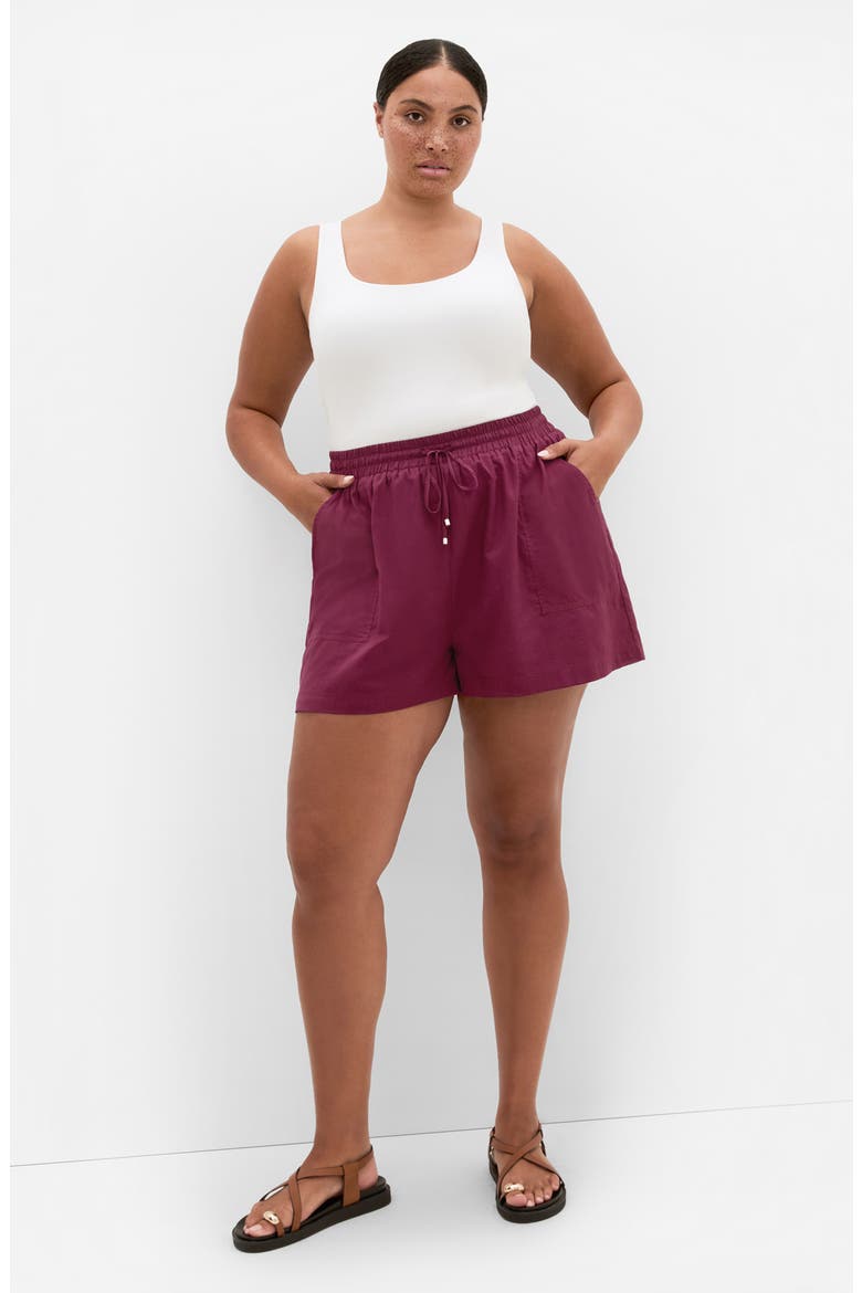 Lola Cotton Drawstring Shorts, Alternate, color, POMEGRANATE