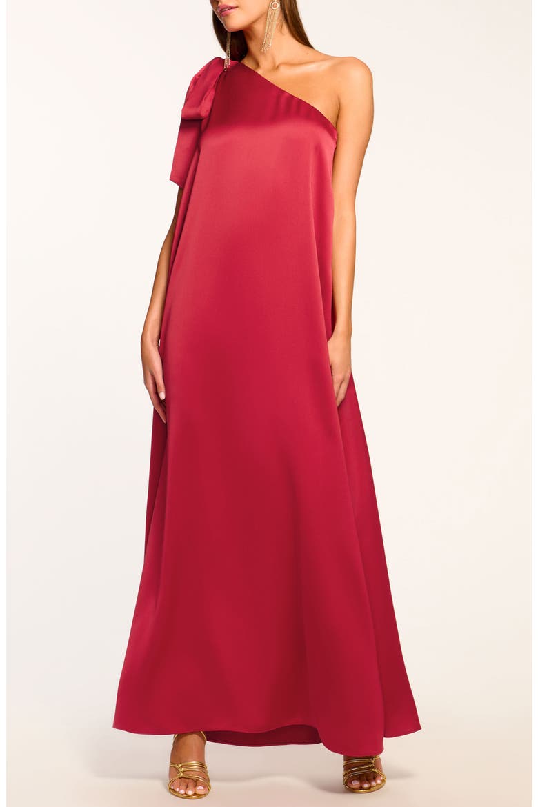 Benita One-Shoulder Gown, Main, color, RUBY