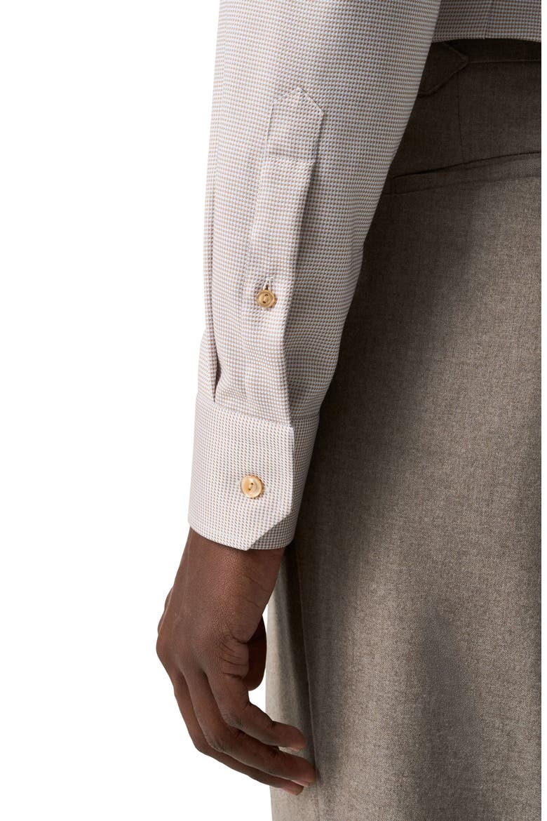 Slim Fit Houndstooth Twill Dress Shirt, Alternate, color, LIGHT BEIGE