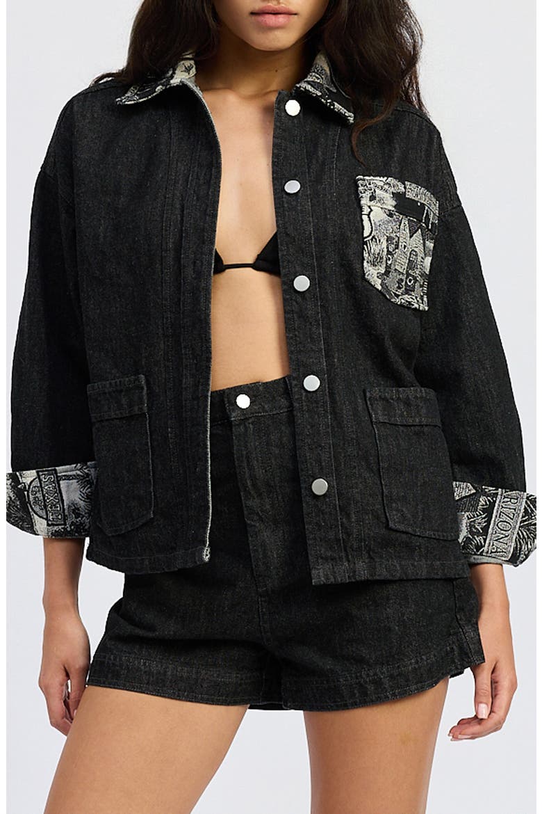 Vanessa Denim Jacket, Main, color, BLACK TONAL