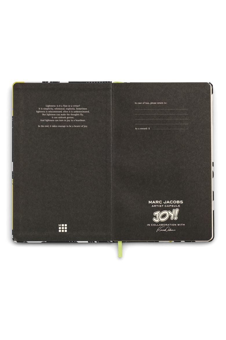 x Marc Jacobs Joy Large Hard Cover Ruled Notebook, Alternate, color, YELLOW / BLACK POLKA DOTS