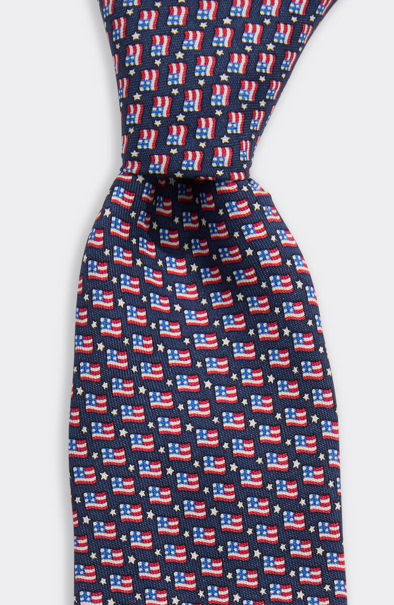 vineyard vines Kids' Flag Silk Tie, Alternate, color, Navy