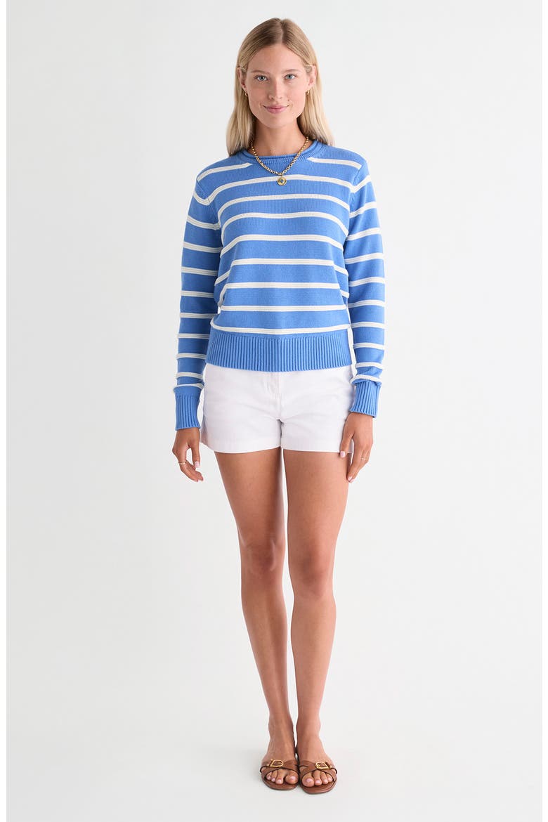 Striped Cotton Crewneck Sweater, Alternate, color, BREAKER BLUE STRIPE